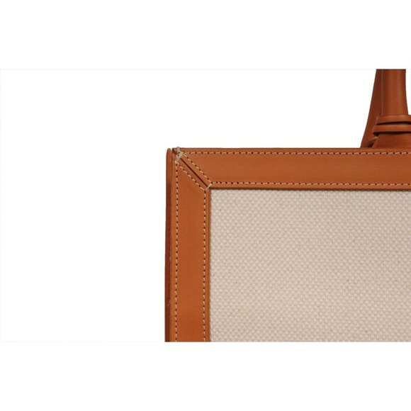 Celine Womens Vertical Cabas Logo Tote Bag Brown Beige Leather Large Travel Bag - Picture 5 of 16